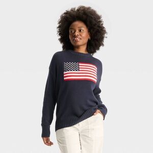 Wild Fable NWT Navy Knit Sweater with American Flag